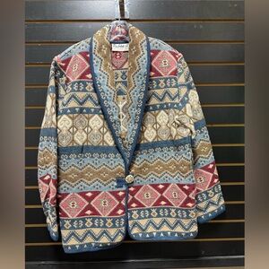 Flashback Southwestern Tapestry Jacket Size S 100% Cotton Aztec Tribal